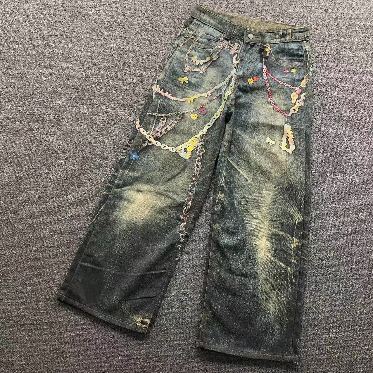 Acne Studios 1981 Trompe L’Oeil Chain Print Jeans – Dirty Wash Acne Studios 1981 Trompe L’Oeil Chain Print Jeans – Dirty Wash