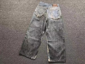 Acne Studios 1981 Trompe L’Oeil Shredded Print Jeans – Grey Wash