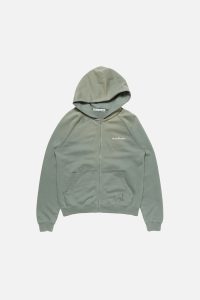 Acne Studios Distressed Zip-Up Cotton Hoodie – Faded Sage Green