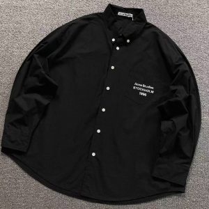 Acne Studios Logo Stamp Long Sleeve Cotton Shirt.