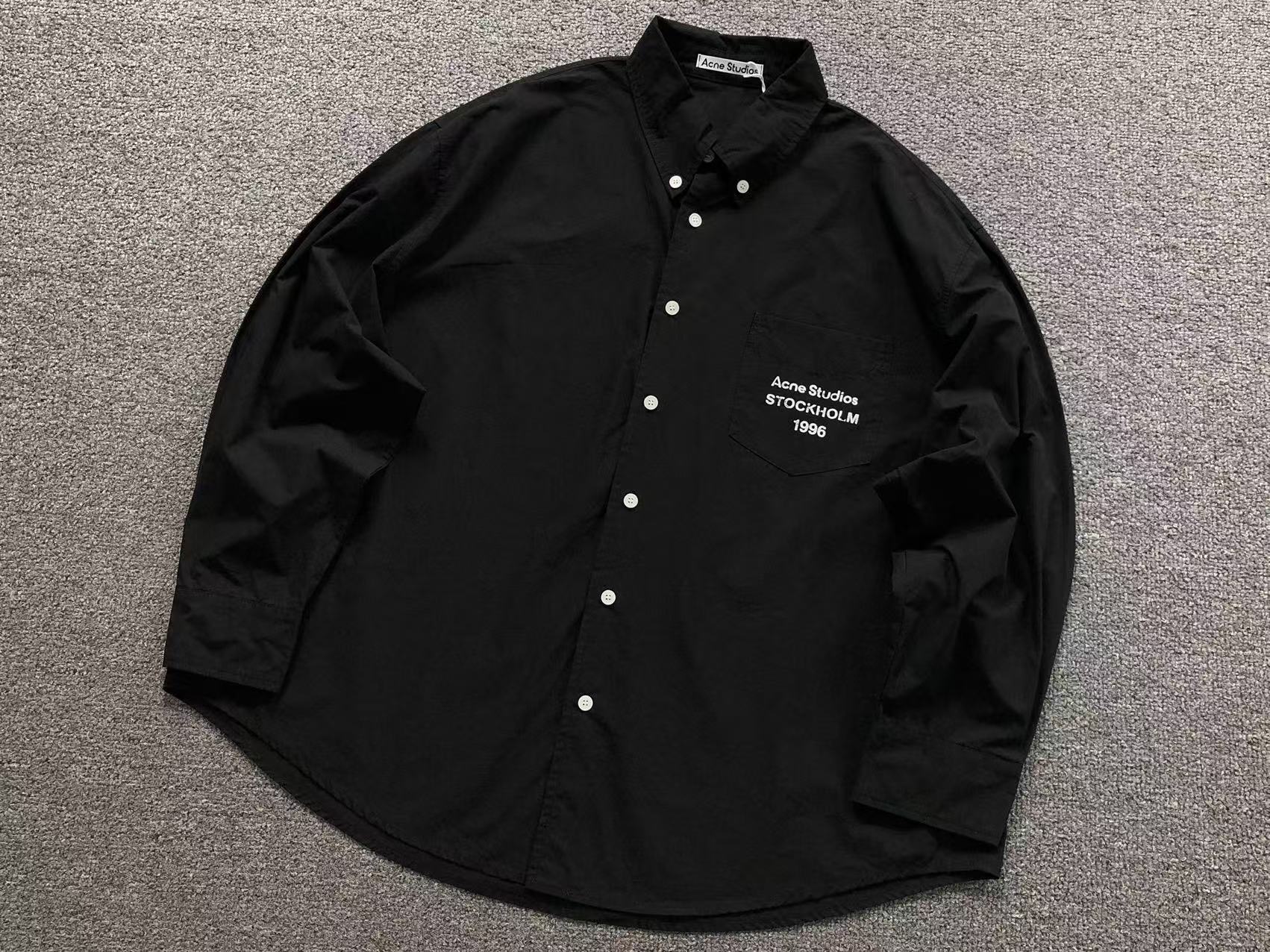 Acne Studios Logo Stamp Long Sleeve Cotton Shirt. Acne Studios Logo Stamp Long Sleeve Cotton Shirt.