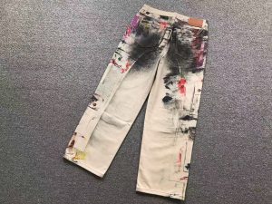 Acne Studios Paint Splatter Loose Fit Cargo Trousers – Beige - Multi