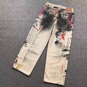 Acne Studios Paint Splatter Loose Fit Cargo Trousers – Beige - Multi