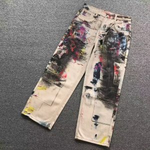 Acne Studios Paint Splatter Loose Fit Cargo Trousers – Beige - Multi