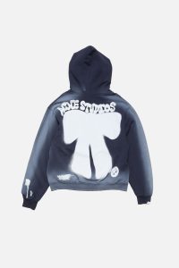 Acne Studios Spray-Effect Oversized Cotton Hoodie – Dark Navy - Faded Blue