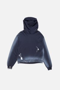 Acne Studios Spray-Effect Oversized Cotton Hoodie – Dark Navy - Faded Blue