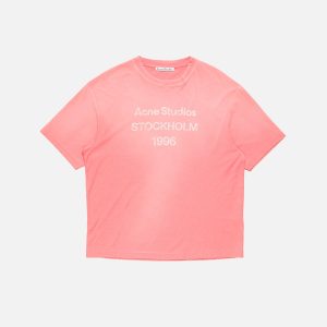 Acne Studios Stockholm 1996 Graphic T-Shirt – Coral - White