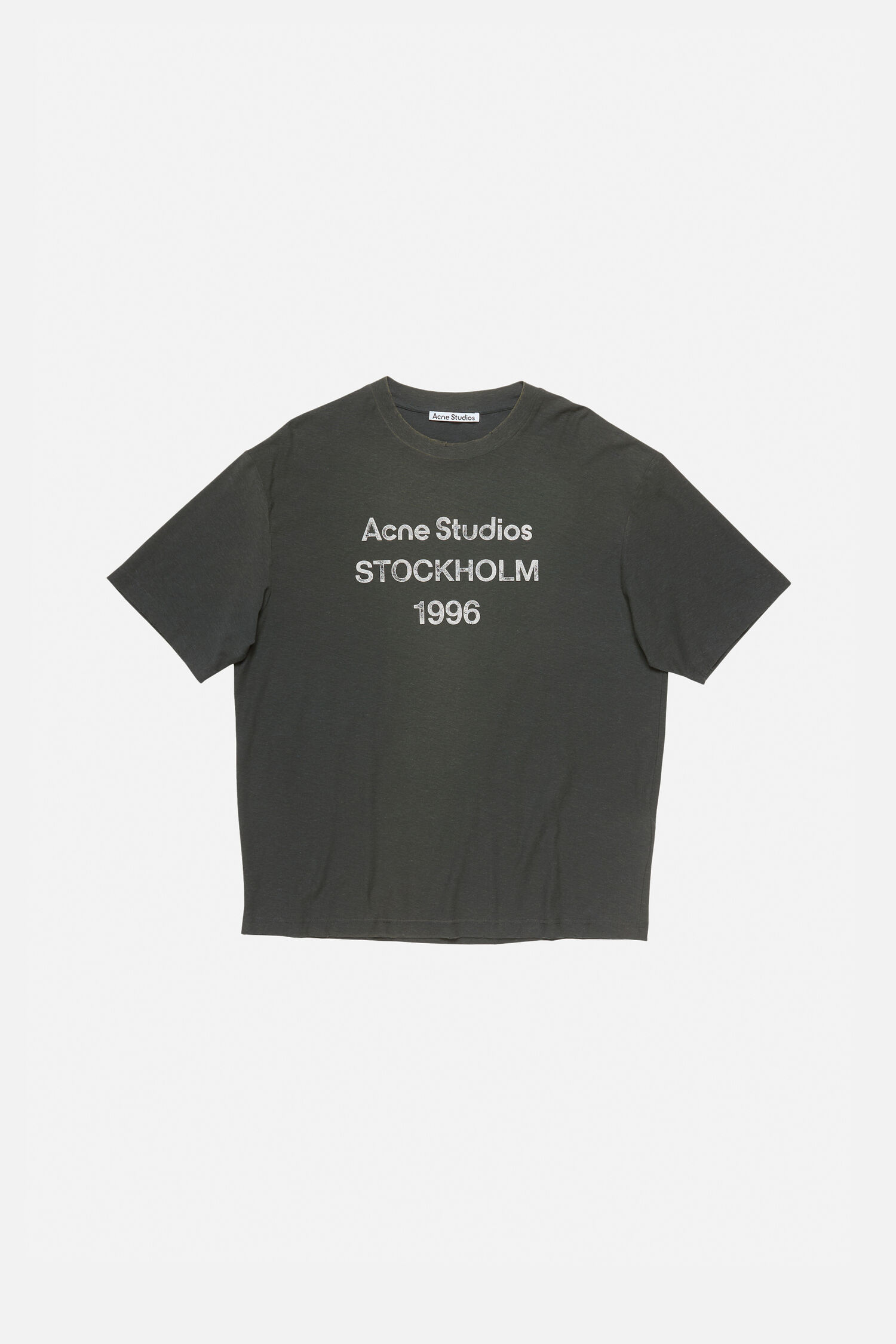 Acne Studios Stockholm 1996 Graphic T-Shirt – Dark Grey - White Acne Studios Stockholm 1996 Graphic T-Shirt – Dark Grey - White