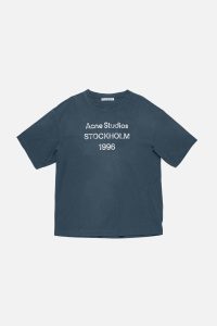 Acne Studios Stockholm 1996 Graphic T-Shirt – Slate Blue - White