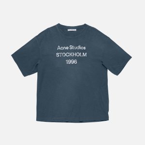 Acne Studios Stockholm 1996 Graphic T-Shirt – Slate Blue - White