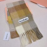 Acne Studios Tartan Checked Alpaca-Blend Scarf – Beige - Yellow - Grey