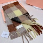 Acne Studios Tartan Checked Alpaca-Blend Scarf – Brown - Yellow - Grey