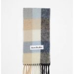 Acne Studios Tartan Checked Alpaca-Blend Scarf – Light Blue - Beige - Charcoal