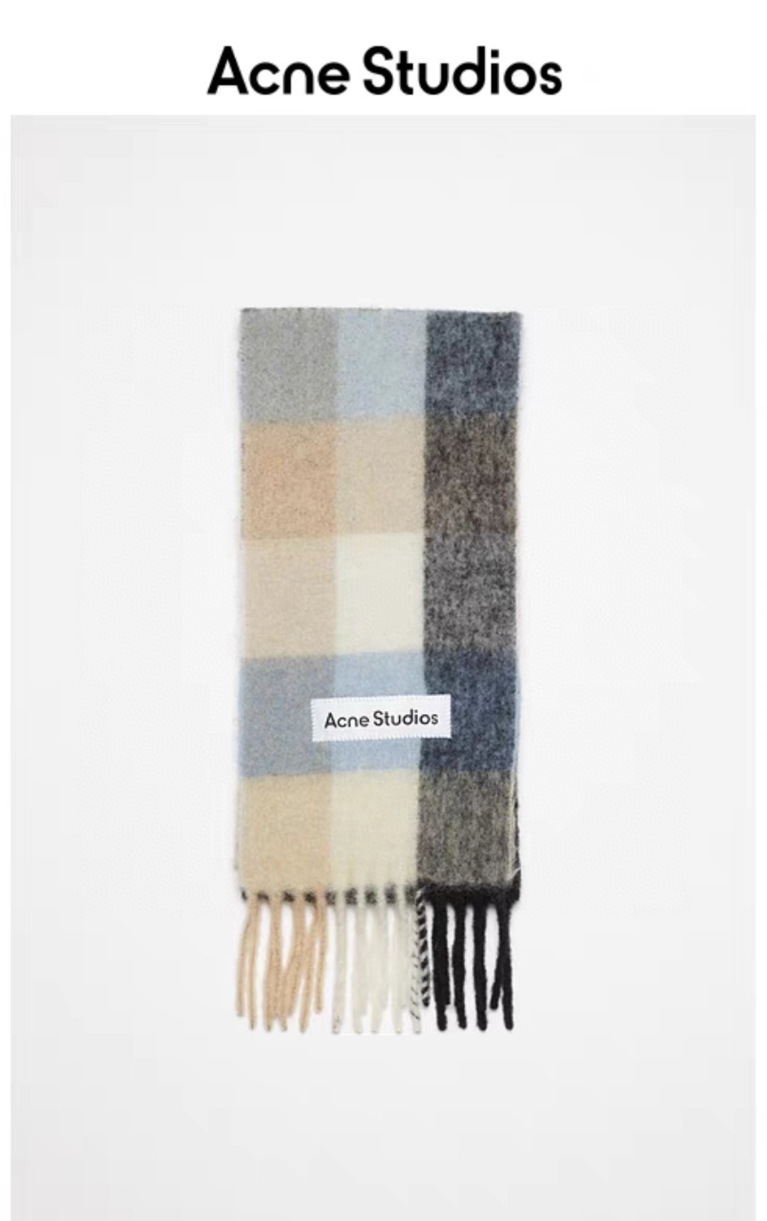 Acne Studios Tartan Checked Alpaca-Blend Scarf – Light Blue - Beige - Charcoal Acne Studios Tartan Checked Alpaca-Blend Scarf – Light Blue - Beige - Charcoal