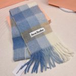 Acne Studios Tartan Checked Alpaca-Blend Scarf – Light Blue - Beige - White