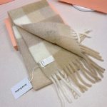 Acne Studios Tartan Checked Alpaca-Blend Scarf – Oat Beige - White
