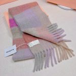 Acne Studios Tartan Checked Alpaca-Blend Scarf – Pastel Pink - Purple - Beige