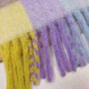 Acne Studios Tartan Checked Alpaca-Blend Scarf – Pastel Yellow - Lilac - Light Blue
