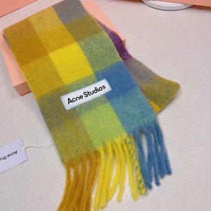 Acne Studios Tartan Checked Alpaca-Blend Scarf – Yellow - Blue - Purple