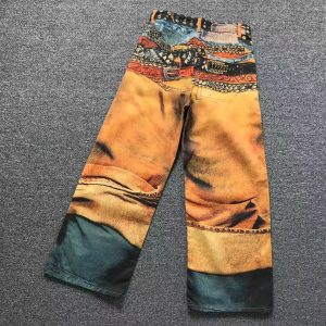 Acne Studios Trompe L’Oeil Belt Print Jeans – Orange - Blue