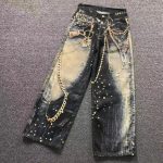 Acne Studios Trompe L’Oeil Gold Chain Print Jeans – Black Wash