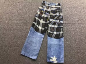 Acne Studios Trompe L’Oeil Plaid Shirt Print Jeans – Blue