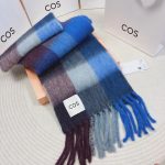 COS Brushed Checked Mohair-Blend Scarf – Blue - Purple