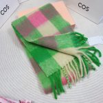 COS Brushed Checked Mohair-Blend Scarf – Green - Pink
